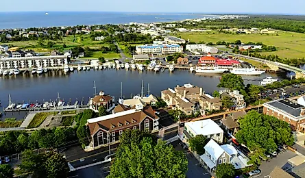 The aerial view of the beach town of Lewes, Delaware. Image credit Khairil Azhar Junos via Shutterstock