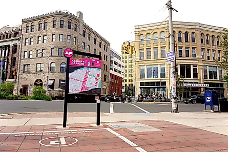Asbury Park's legendary Cookman Avenue and the Press Plaza, image by George Wirt via Shutterstock.