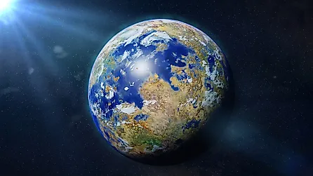 Artist’s concept of a potentially Alien world exoplanet in the habitable zone.