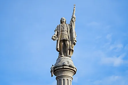 San Juan, Puerto Rico: Close-up of the Christopher Columbus marble statue at Plaza Colón, San Juan, Puerto Rico