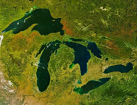 The Great Lakes.  Elements of this image furnished by NASA.