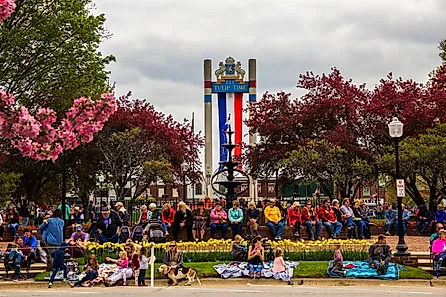 Tulip Time Festival of Pella, Iowa's Dutch community. Via Shutterstock / yosmoes815