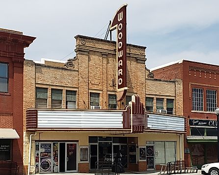 The Woodward Theater in downtown Woodward, Oklahoma. Image credit 25or6to4, CC BY-SA 4.0 <https://creativecommons.org/licenses/by-sa/4.0>, via Wikimedia Commons