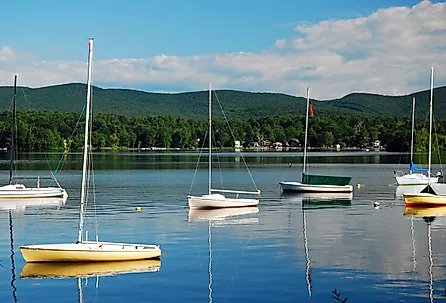 An idyllic day on the lake in the Berkshire Mountains near Pittsfield, Massachusetts.