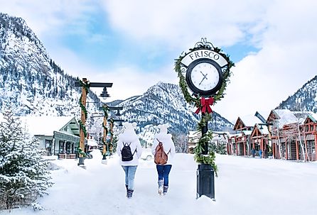 Walking in snowy Frisco, Colorado. Image credit Margaret.Wiktor via Shutterstock