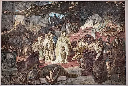 Ancient Roman history, Thusnelda in the Triumphal Procession of Germanicus, Vintage illustration