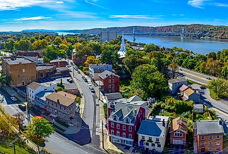 Poughkeepsie view from Walkway Over The Hudson, in New York.