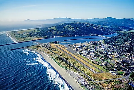 Aerial view of Gold Beach, Oregon.