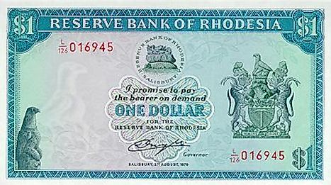 Rhodesia 1 dollar Bill (obverse)