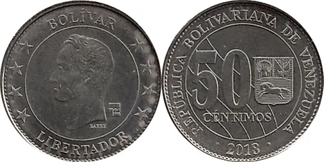  Venezuelan bolívar (bolívar soberano) 50 centimos Coin