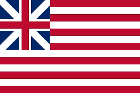 Red and white stripes with Union Jack on canton