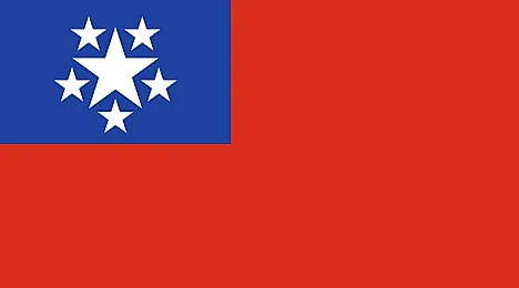 Red banner with six stars on blue canton