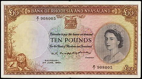 Rhodesia and Nyasaland 10 pounds Banknote