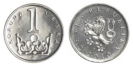 One Czech koruna coin 