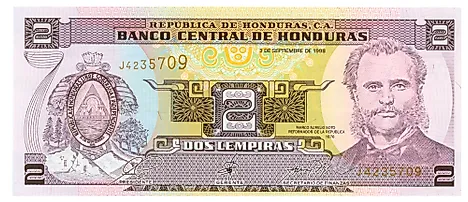 2 lempira bill of Honduras