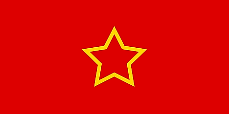 Red banner with 5-pointed golden star at the center