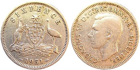 Australian 1951 six pence coin.