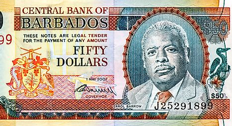 Portrait of Prime Minister E. W. Barrow Portrait from Barbados 50 dollars 2000 banknotes.