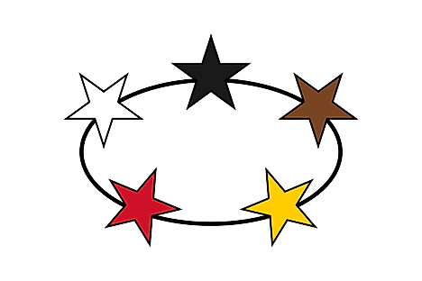 Five stars on a black circle