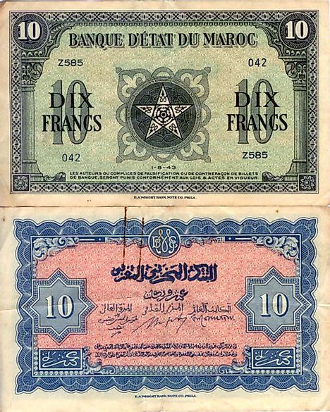 Moroccan 10 francs Banknote