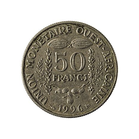 50 CFA franc coin (1996) obverse 