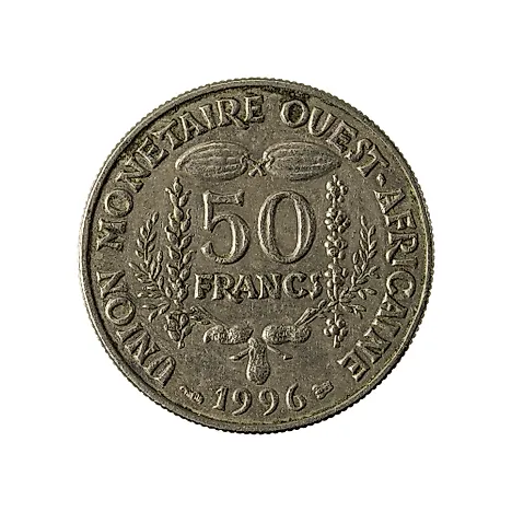 50 CFA franc coin (1996) obverse 