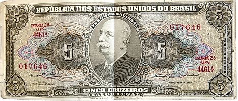Rare Brazilian 5 cruzeiro real bills