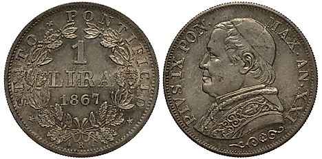 Papal 1 lira Coin