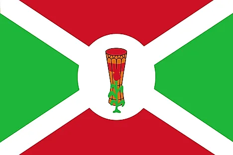 Flag of Burundi from 1 July 1962 to 28 November 1966 (Drum Variant). Image credit: Eeilios/Wikimedia.org