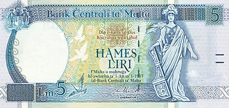 Maltese 5 lira Banknote