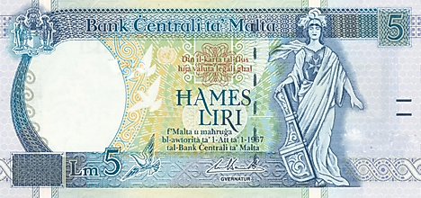 Maltese 5 lira Banknote