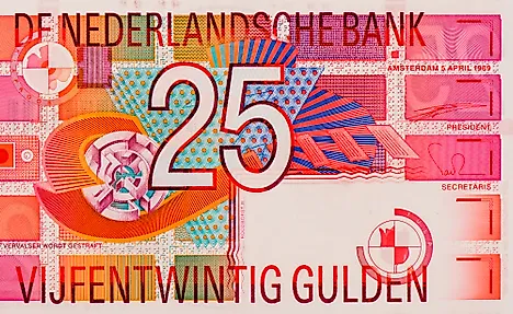 Portrait from Netherlands 25 Gulden 1989 Banknotes.