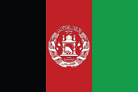 This Afghanistan flag is similar to the current flag but the emblem is smaller.