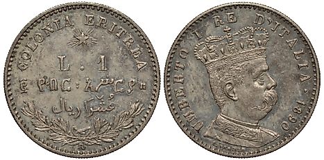 Italian Eritrea coin one lira 1890