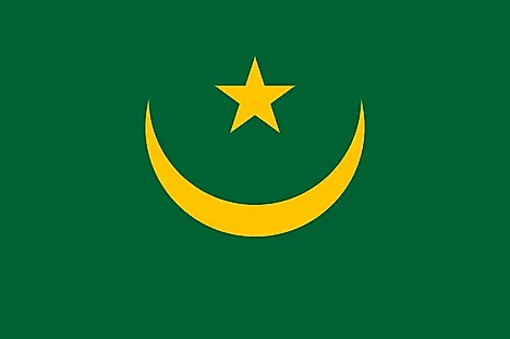 Green flag with gold crescent and 5-pointed star