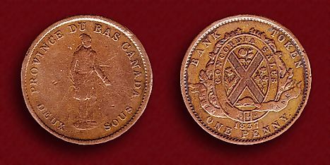 1 penny (2 sous) bank token (1837)