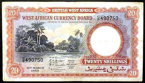 British West African pound 20 shillings Banknote