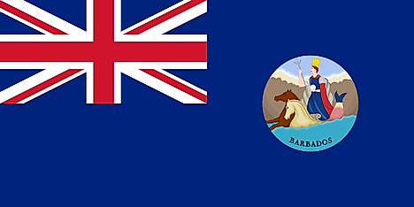 A British Blue Ensign with an emblem of Barbados