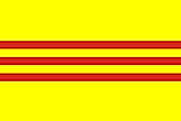 Yellow filed with three thin red stripes in the middle
