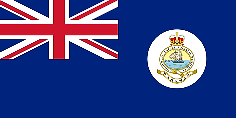 The flag is a British Blue ensign bearing the emblem of the crown colony.