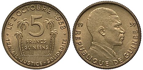 Guinean coin 5 five francs 1959,