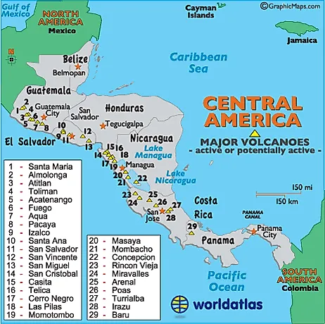 Central America Landforms and Land Statistics Central America
