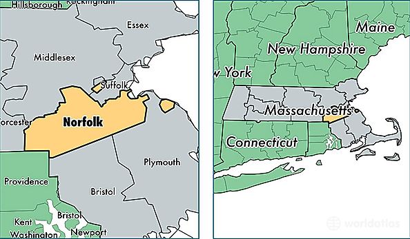 location of Norfolk county on a map