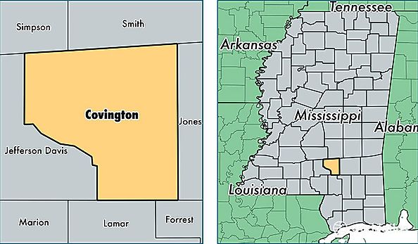 location of Covington county on a map