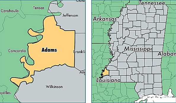 location of Adams county on a map