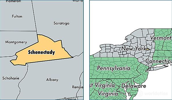 location of Schenectady county on a map