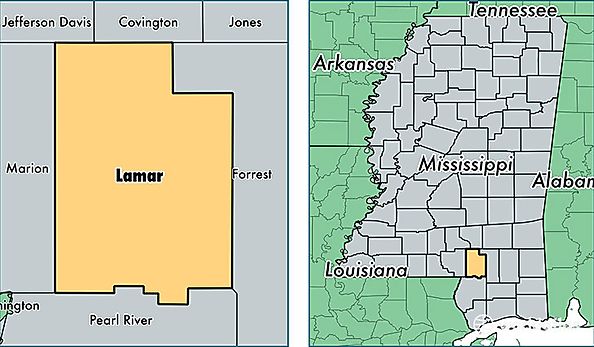 location of Lamar county on a map