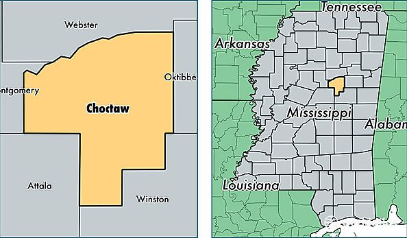 location of Choctaw county on a map