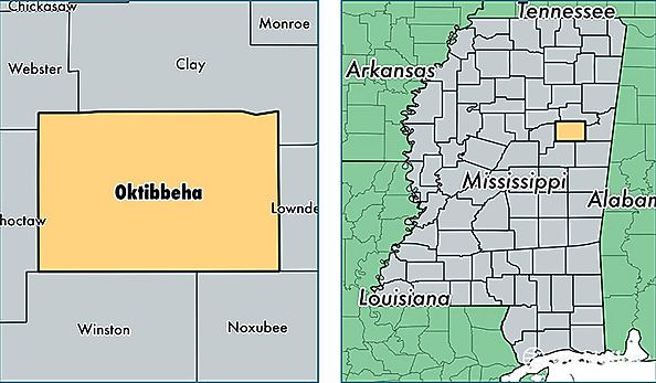 location of Oktibbeha county on a map