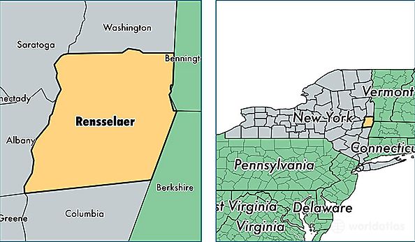 location of Rensselaer county on a map